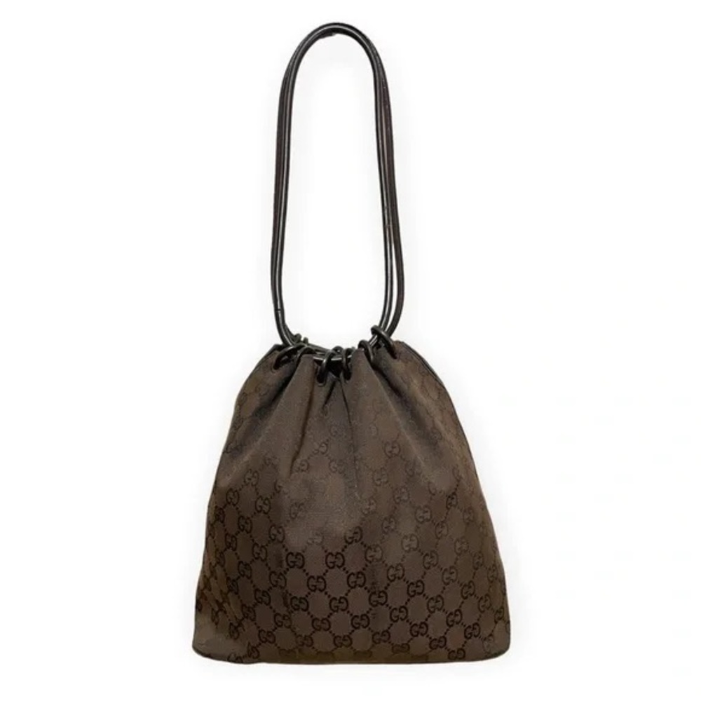 Vintage GUCCI GG Monogram |Top Handle Hoop Ring Bucket Bag|